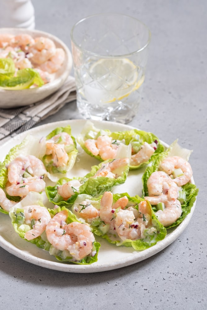 Creamy Shrimp Salad Served In Lettuce Wraps