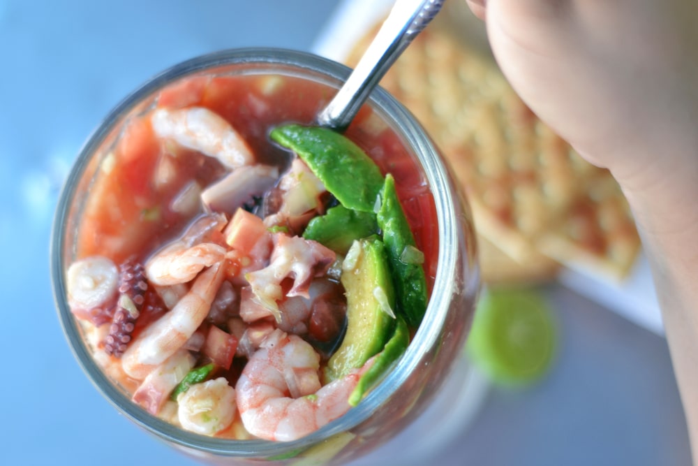 mexican shrimp cocktail with clamato juice