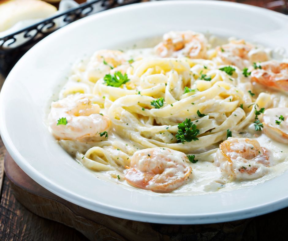 cajun shrimp alfredo pasta with delicious sauce