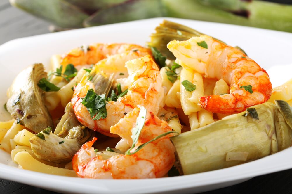 Garlic Shrimp with Artichokes