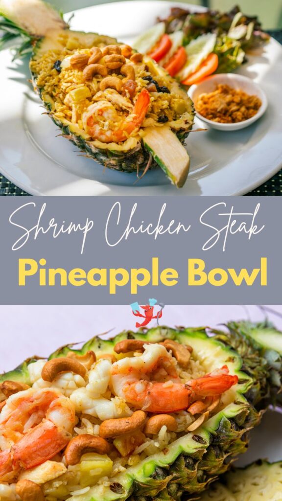 Shrimp Chicken Steak Pineapple Boats