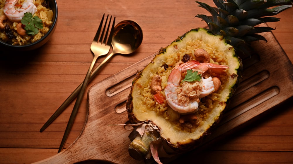 Shrimp and Chicken Teriyaki Pineapple Bowls