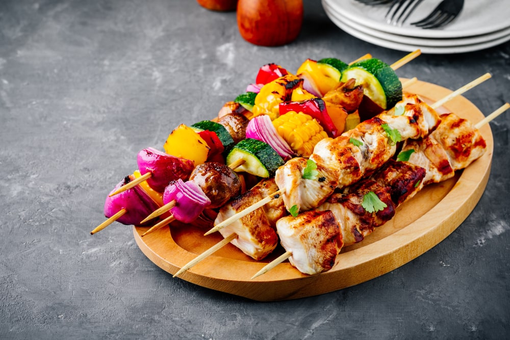 Shrimp kabobs with vegetables