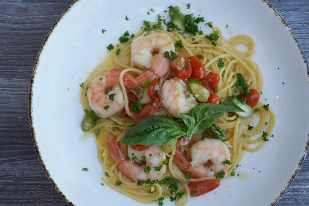 tasty succulent shrimp pasta