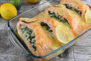 Stuffed Salmon - With Lemon Sauce