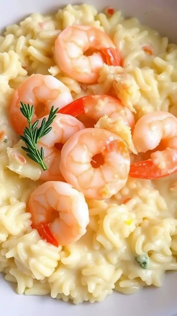 Creamy shrimp risotto with fresh herbs.