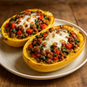 Baked Spaghetti Squash with Beef and Veggies: A Hearty Dinner Delight