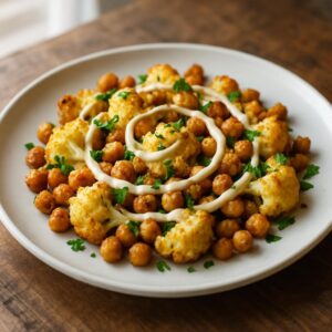 Roasted Cauliflower and Chickpeas: Easy Weeknight Vegetarian Dinner