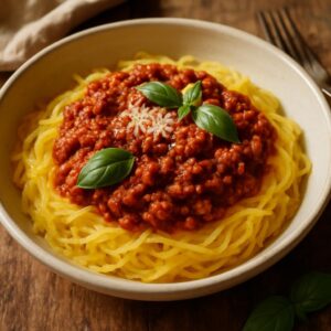 Spaghetti Squash with Meat Sauce: A Low-Carb Take on