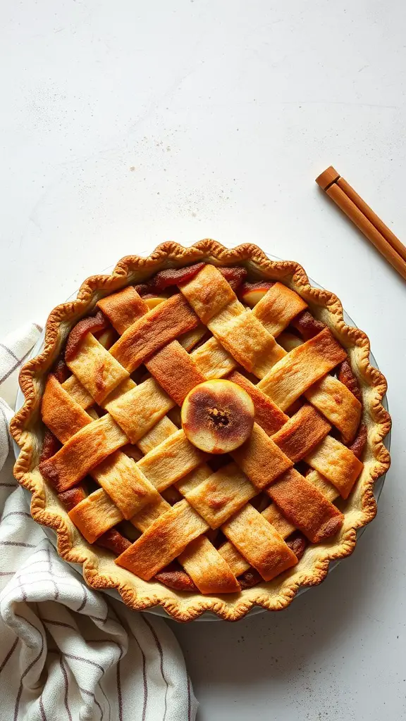 Apple Cinnamon Pie with a beautiful lattice crust.