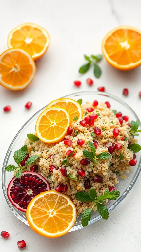Citrus and Pomegranate Quinoa Salad with fresh ingredients.