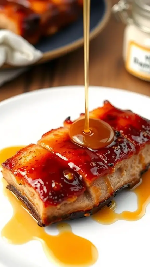 Crispy Maple Glazed Pork Belly on a plate