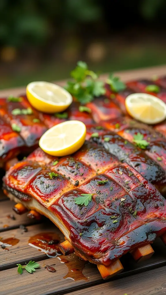 Garlic and herb marinated pork ribs ready for summer grilling
