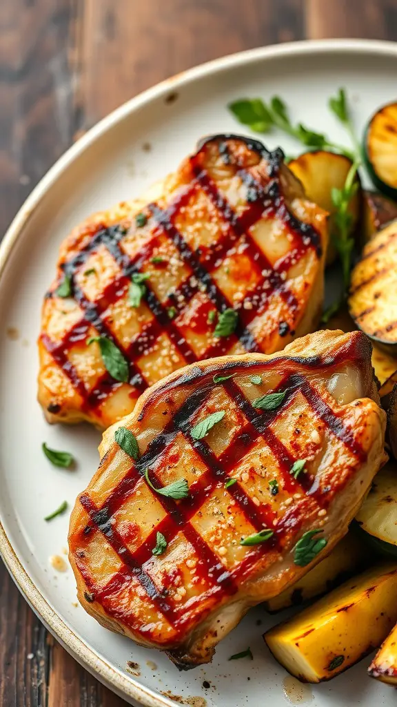 Grilled pork chops with honey garlic marinade