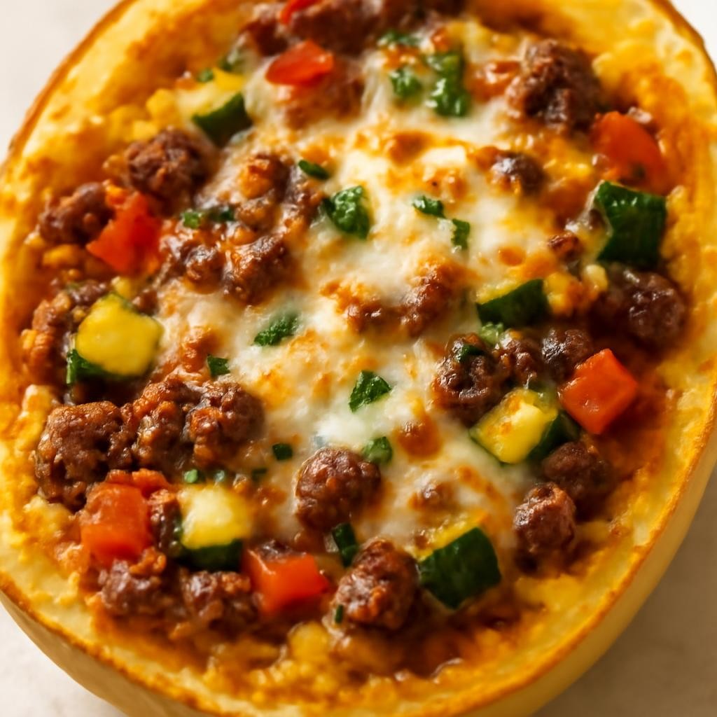 Baked Spaghetti Squash with Beef and Veggies