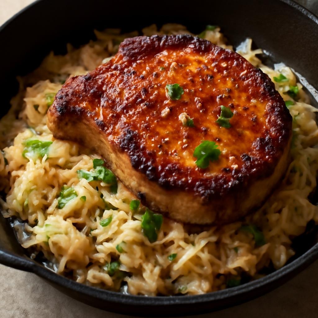 Skillet Pork Chops and Sauerkraut