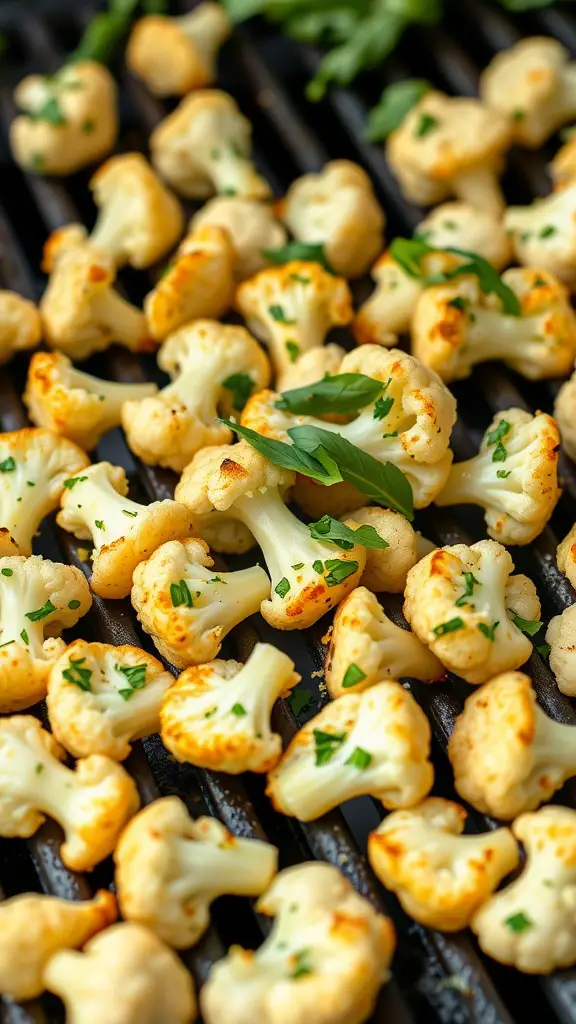 Grilled cauliflower florets with herbs and lemon