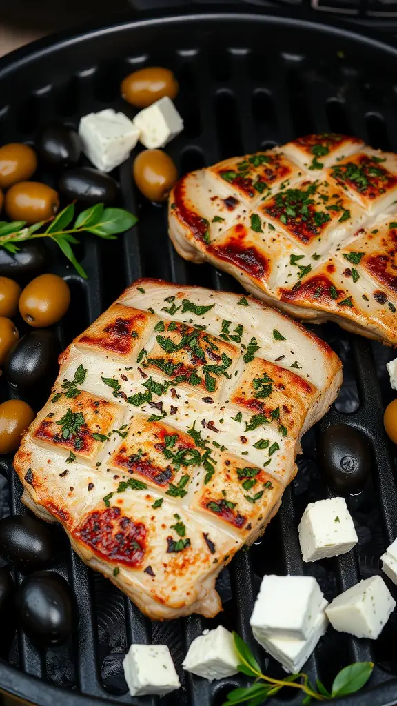 Grilled pork steaks with Mediterranean herbs and seasonings