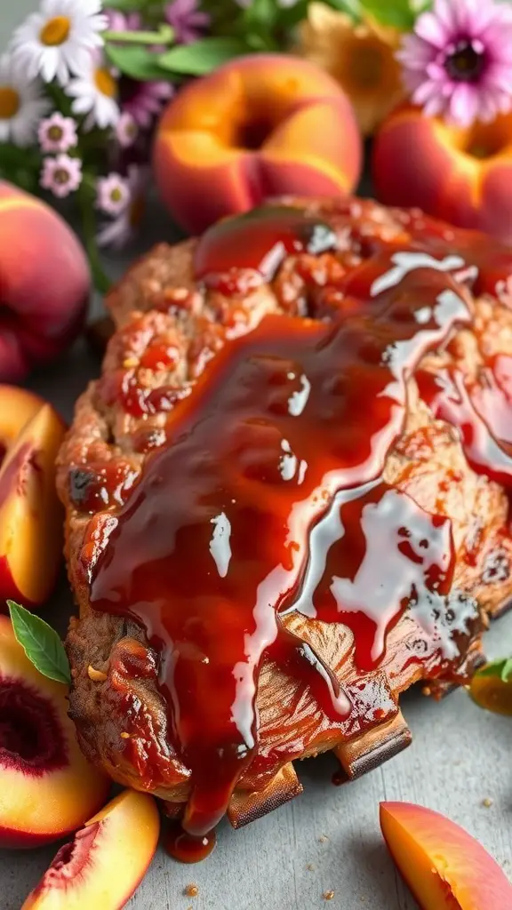 BBQ Pork Ribs with Peach Bourbon Sauce