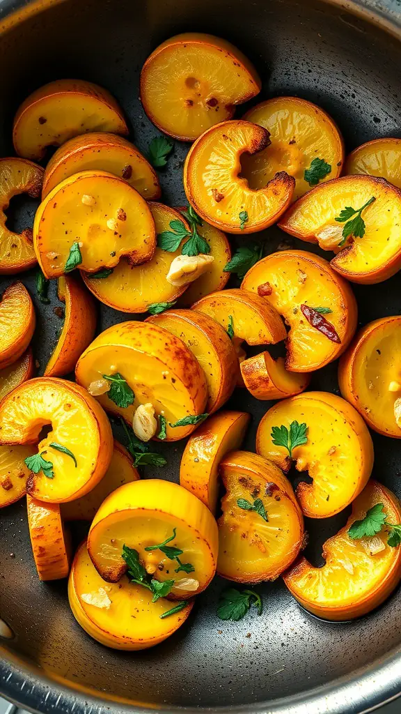 Sautéed yellow squash with garlic and herbs