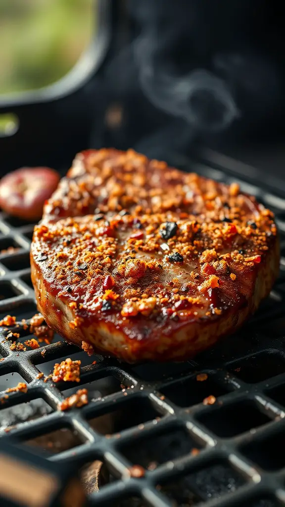 Grilled sirloin steak with a smoky paprika and brown sugar rub