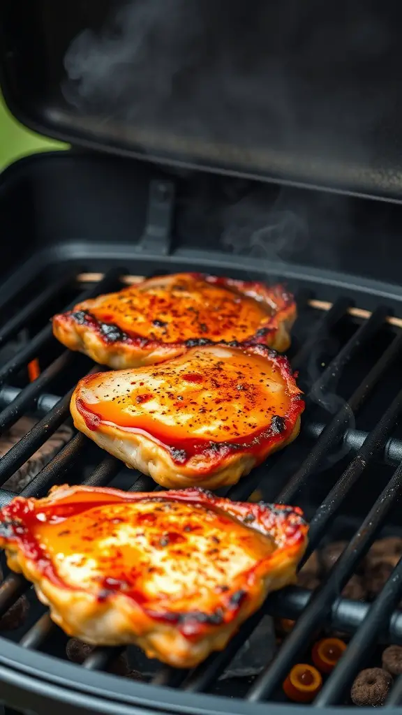 Grilled pork chops with a smoky glaze