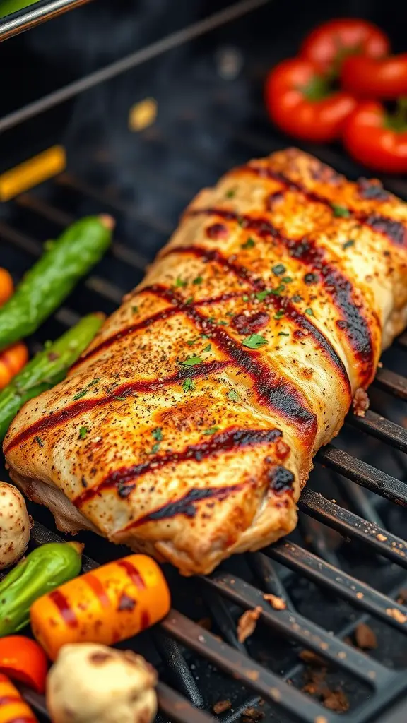 Grilled Spicy Cajun Pork Loin with vegetables