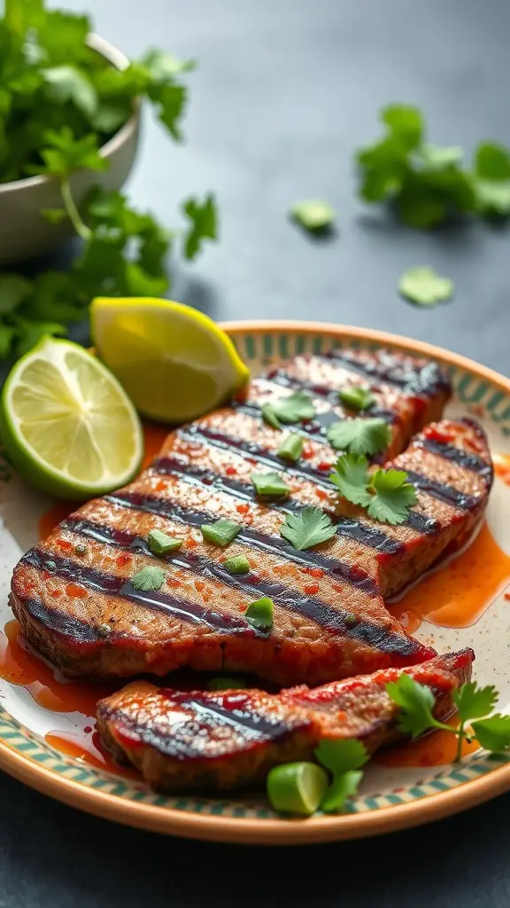 Grilled sirloin steak with chipotle and lime flavors