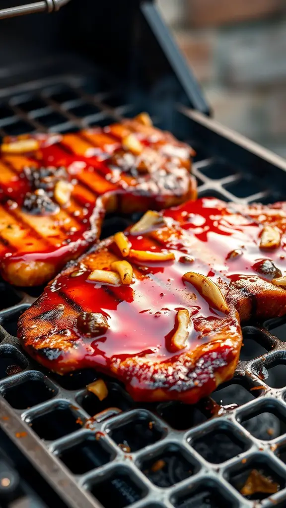 Grilled pork chops with a sweet and sour marinade