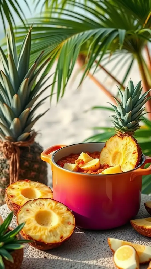A vibrant simmer pot with fresh fruits and mint