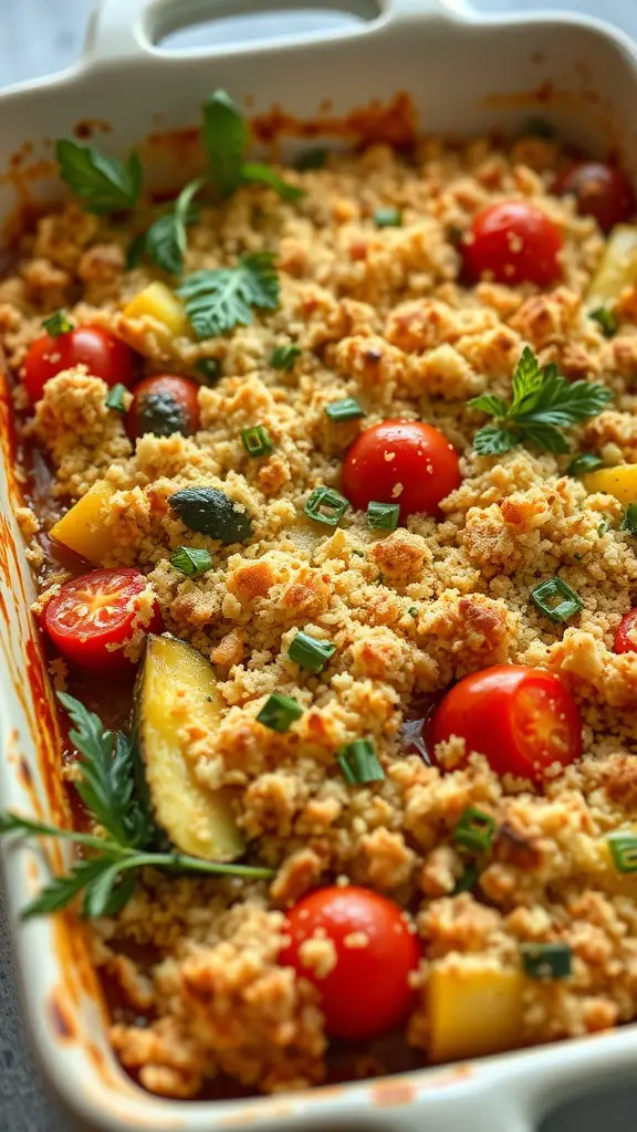 Zucchini and Tomato Gratin with a golden crispy topping