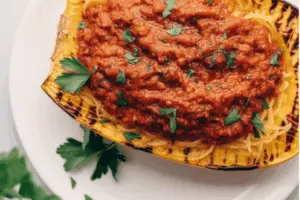 Baked Spaghetti Squash and Meatballs