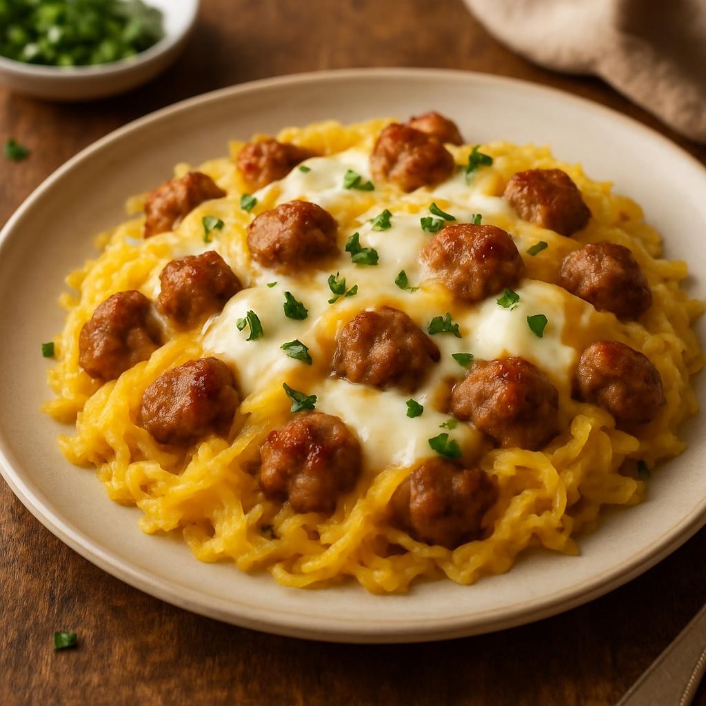 Cheesy Spaghetti Squash With Sausage
