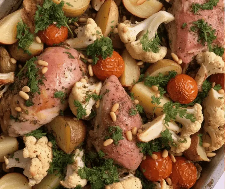 EASY Sheet Pan Chicken and Cauliflower Roast