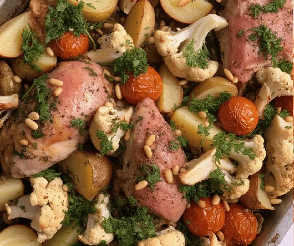 EASY Sheet Pan Chicken and Cauliflower Roast