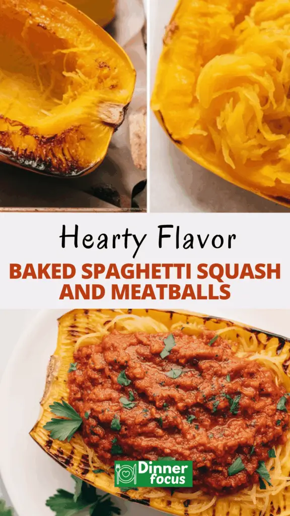 easy Baked Spaghetti Squash and Meatballs