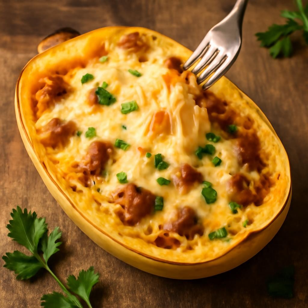 Cheesy Spaghetti Squash With Sausage