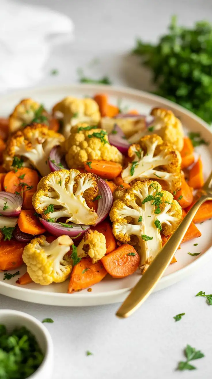 Easy Roasted Cauliflower and Carrots