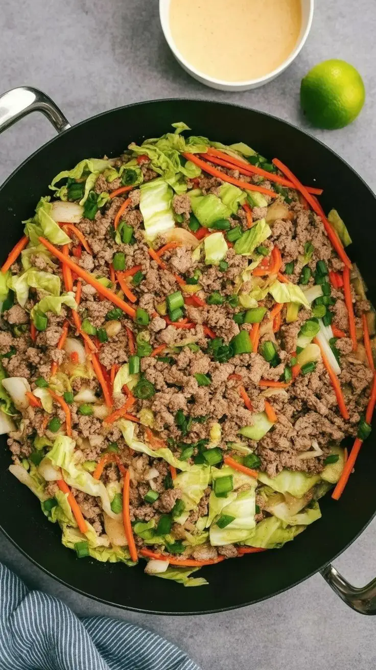 Ground Turkey Coleslaw Stir Fry