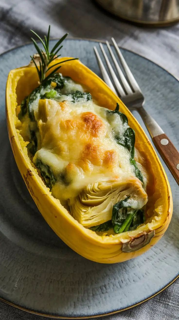 Spinach Artichoke Spaghetti Squash
