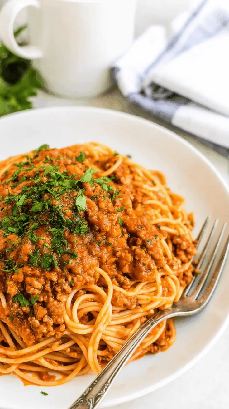 One Pot Ground Turkey Spaghetti