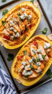 Buffalo Chicken Stuffed Spaghetti Squash
