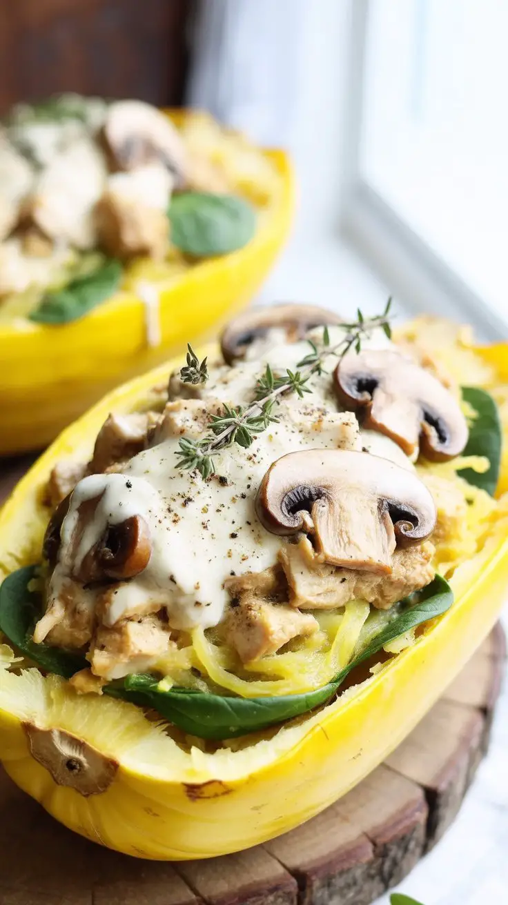 Chicken Bacon Ranch Stuffed Spaghetti Squash
