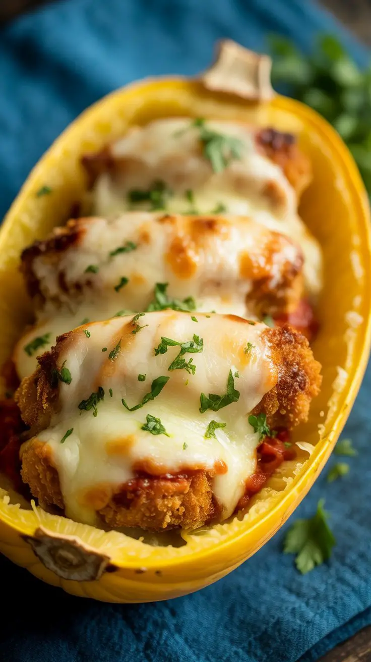 Spaghetti Squash Chicken Parmesan Bake