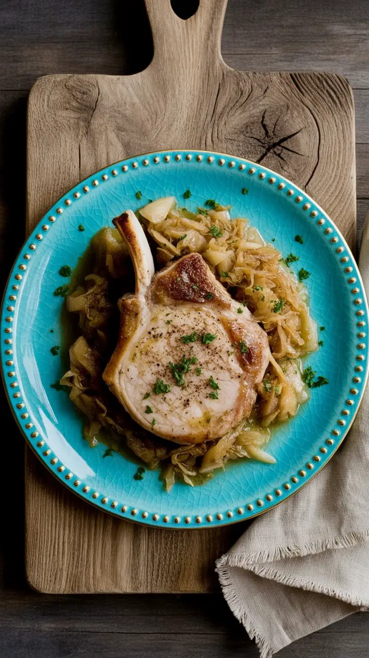 best Pork Chops with Cabbage and Apples